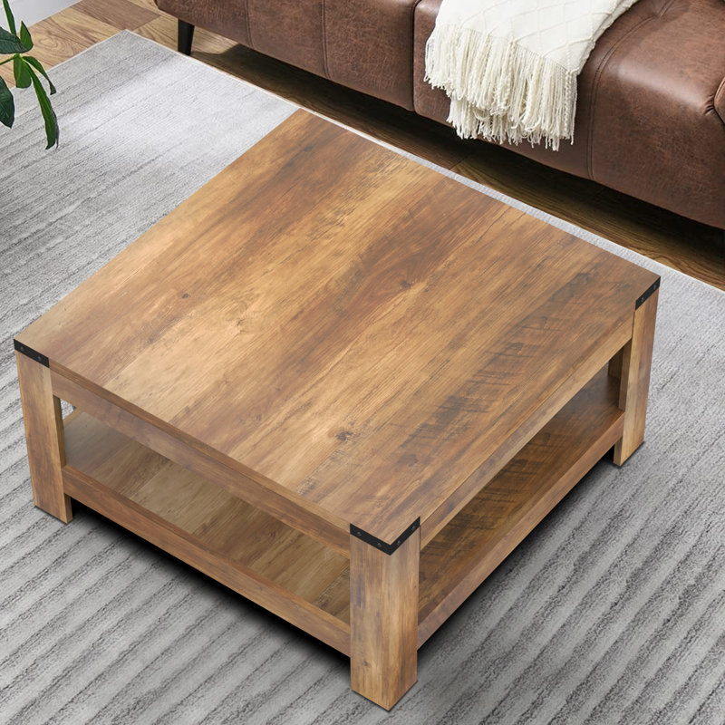 Millwood Pines Zara Square Coffee Table With 2-tier Storage